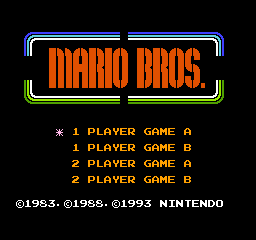 Mario Bros. Classic (Europe) Title Screen